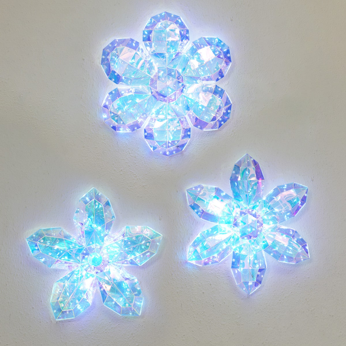 14" Iridescent LED FLOWERS - SET OF 3