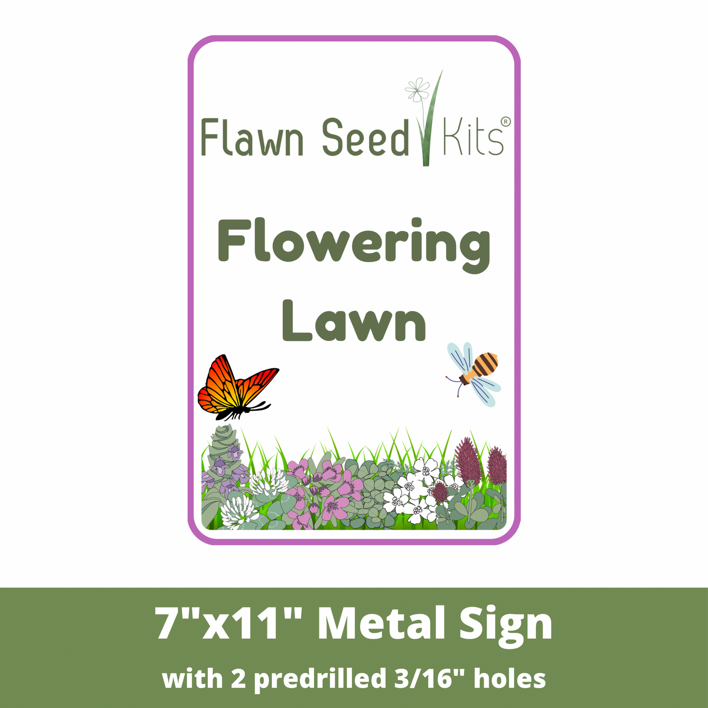 Flowering Lawn Metal Sign