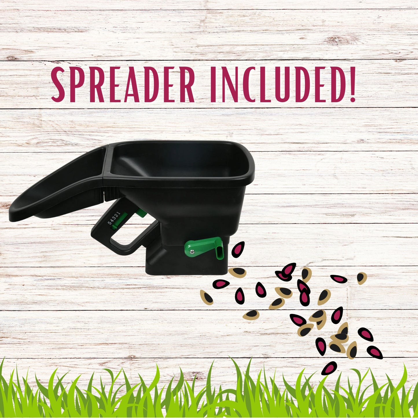 Crimson Clover + Mow Less Grass Seed + Spreader Bundle
