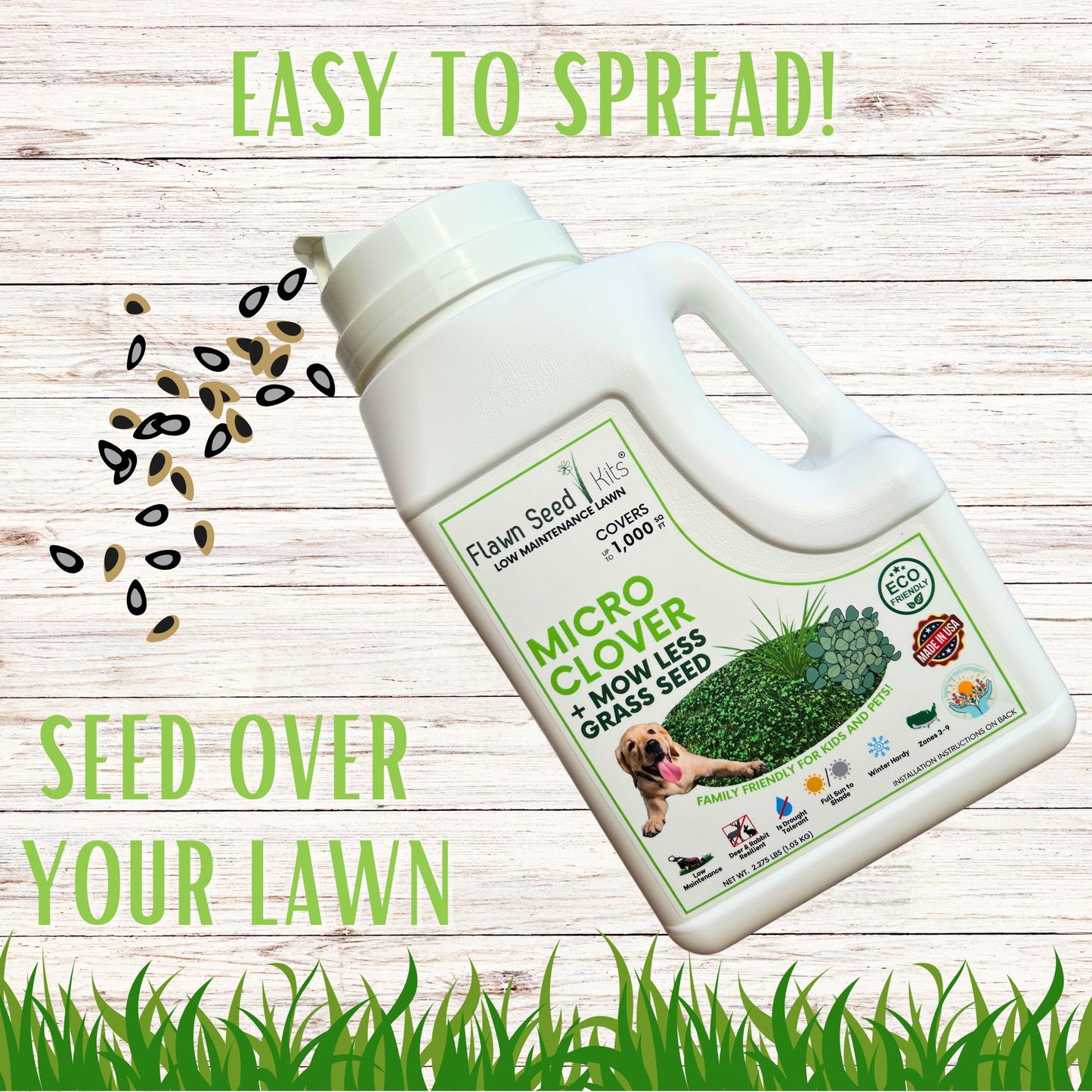 Micro Clover + Mow Less Grass Seed