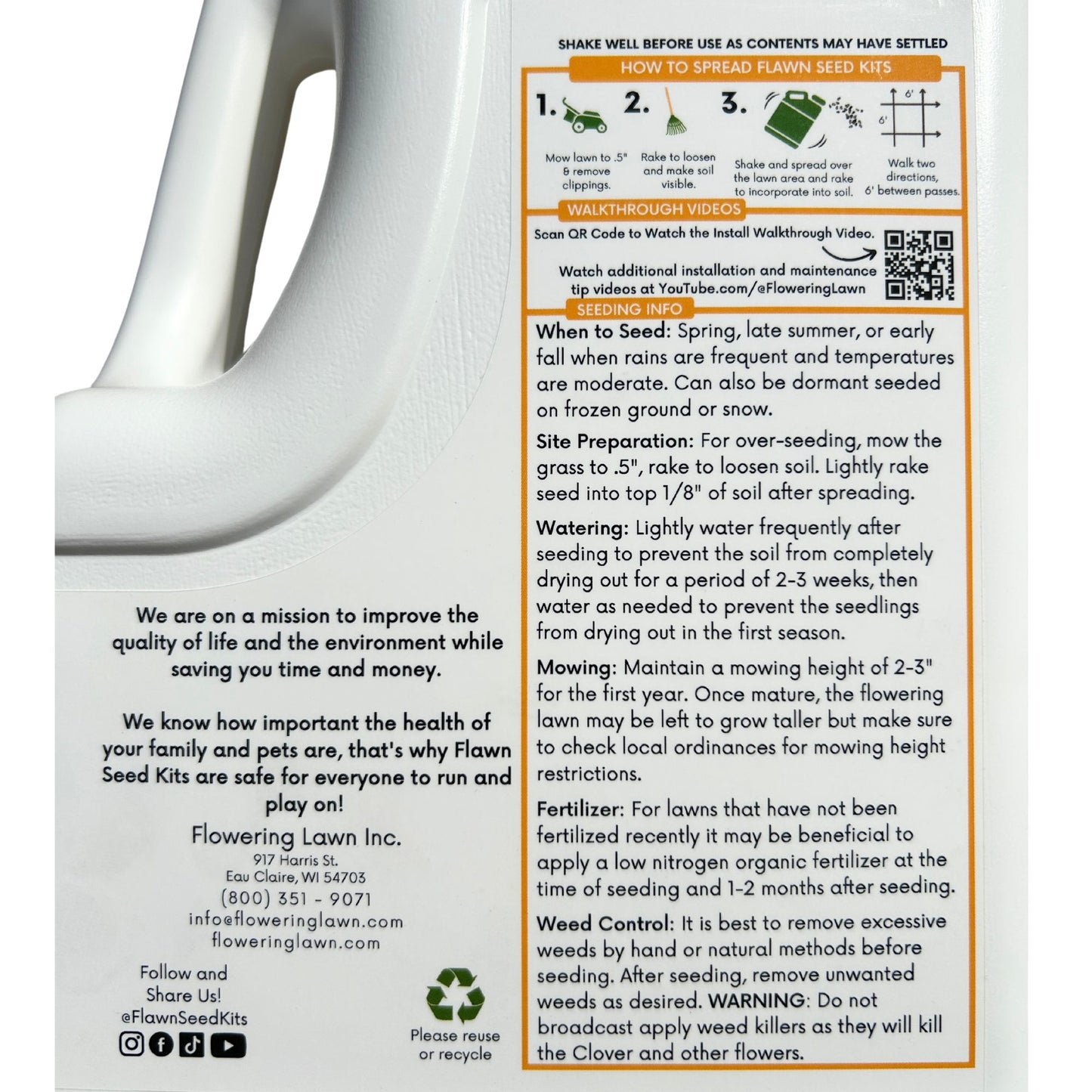 Bee Lawn Seed Kit - Easy Spread Shaker