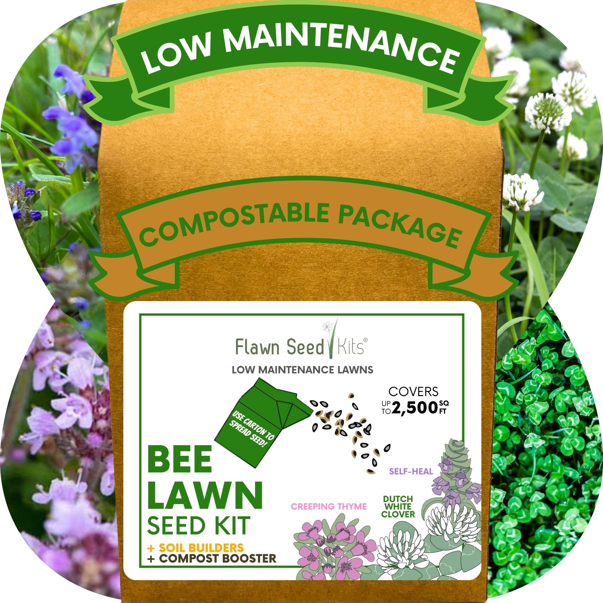 free bee flower seeds Easy Grow Dutch Clover Bee Lawn Eco-Friendly Kit