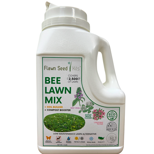 Bee Lawn Flowering Pollinator Seed Kit, Dutch White Clover, Self-Heal, Creeping Thyme, Easy Spread Container
