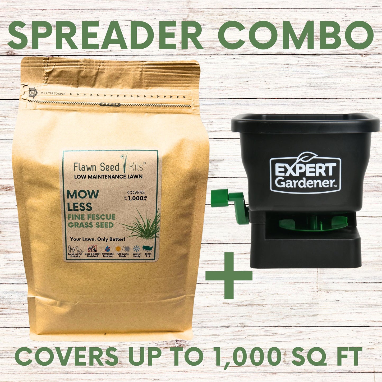 Mow Less Grass Seed + Spreader Bundle