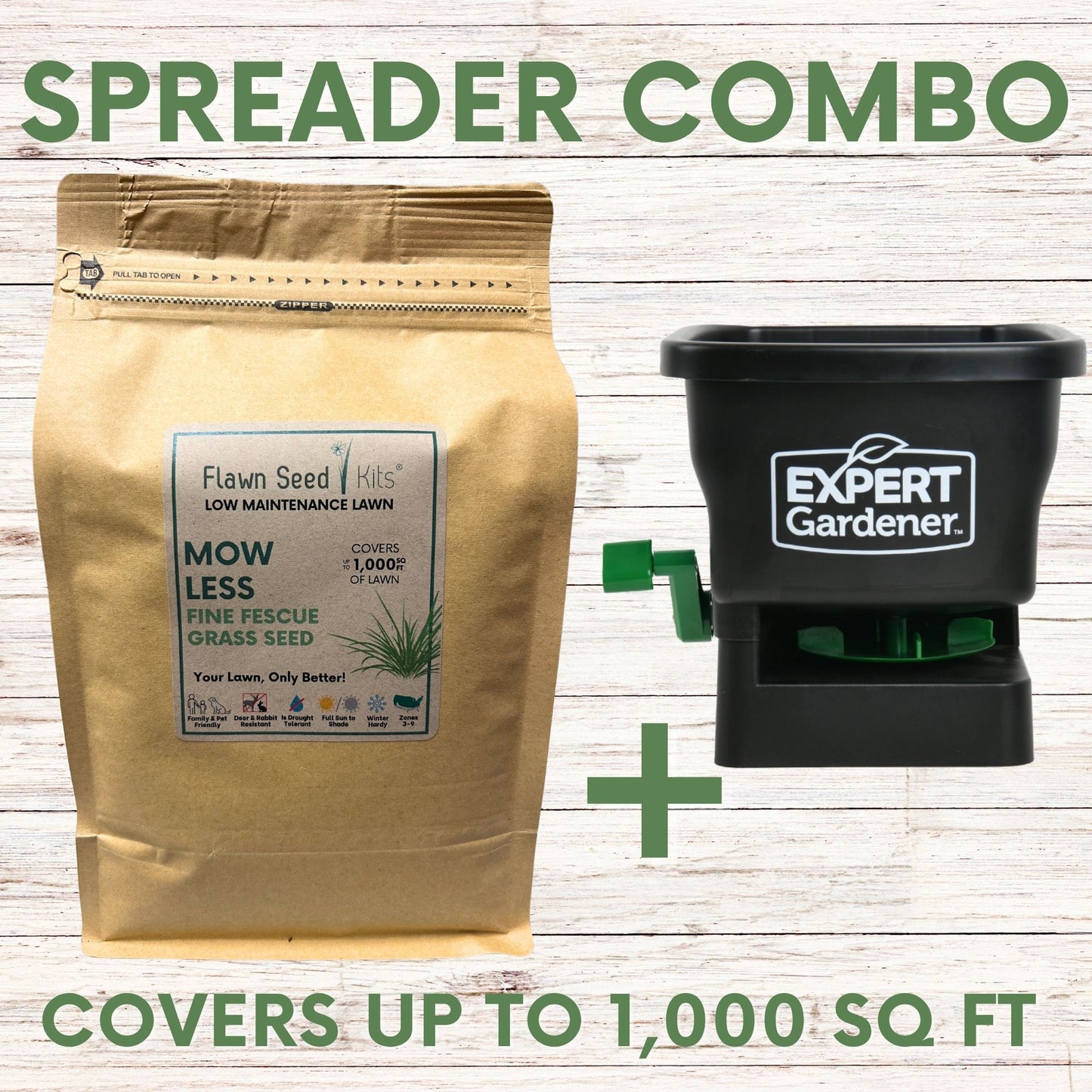 Mow Less Grass Seed + Spreader Bundle