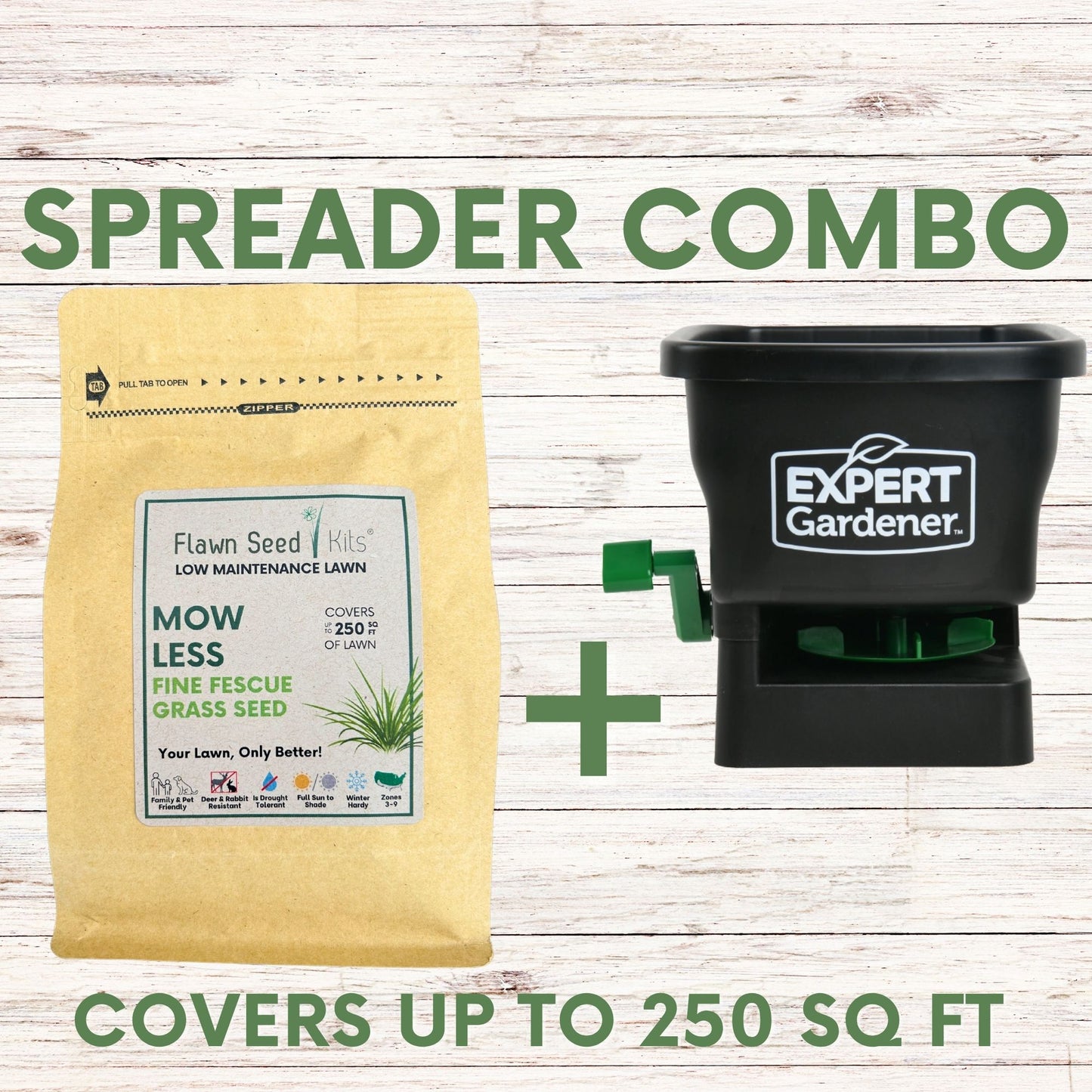 Mow Less Grass Seed + Spreader Bundle