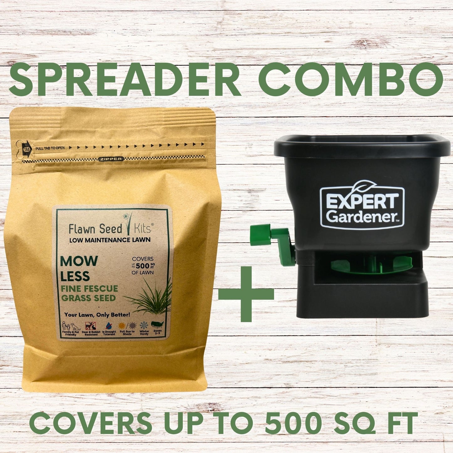 Mow Less Grass Seed + Spreader Bundle