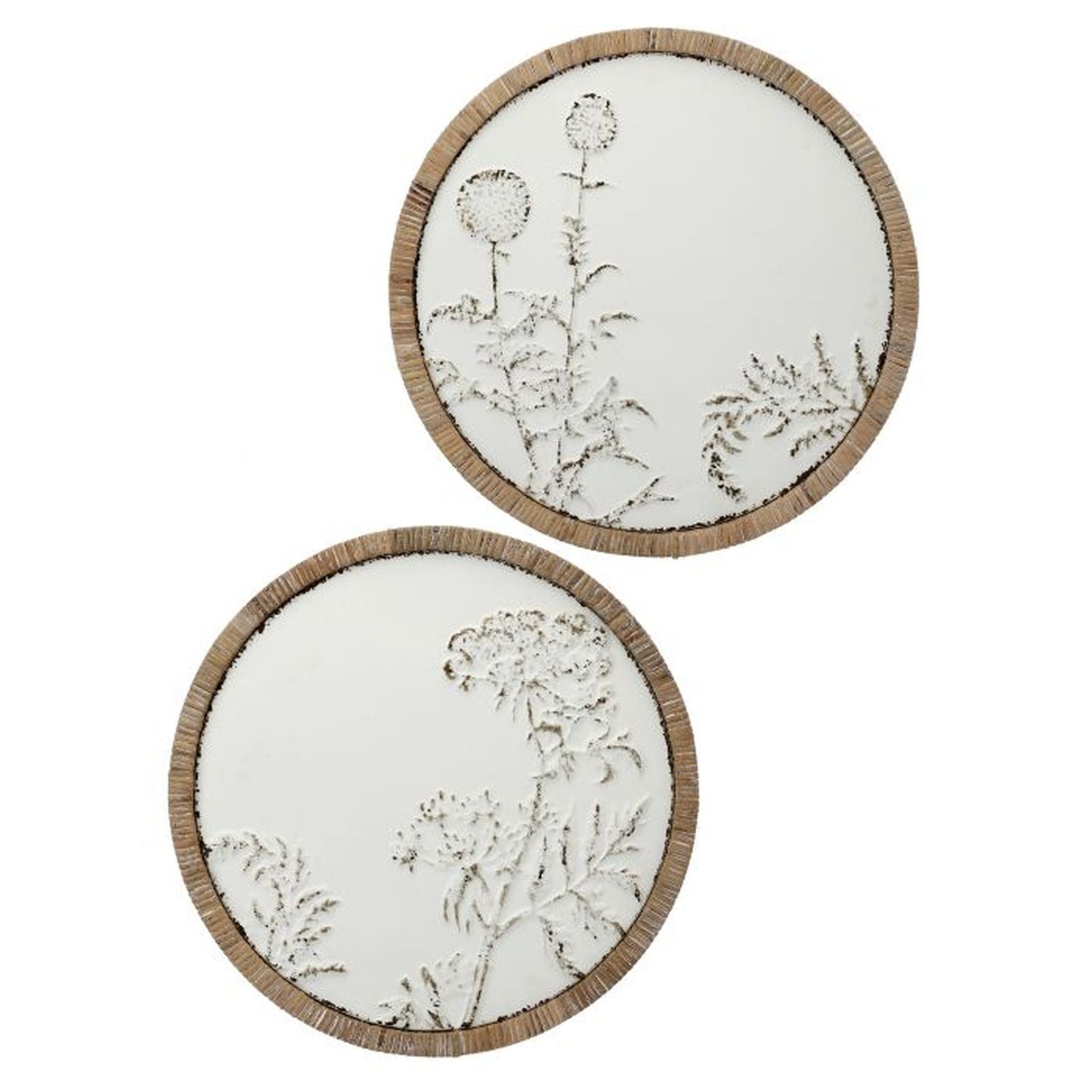 Regency Metal & Wood Round Wild Flower Wall Decor 19.25"D, Set Of 2, Assortment