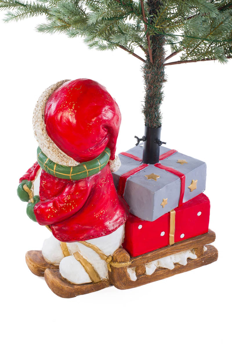 Christmas Carousel Collection - 21" Red Snowman Christmas Tree Stand / Holder