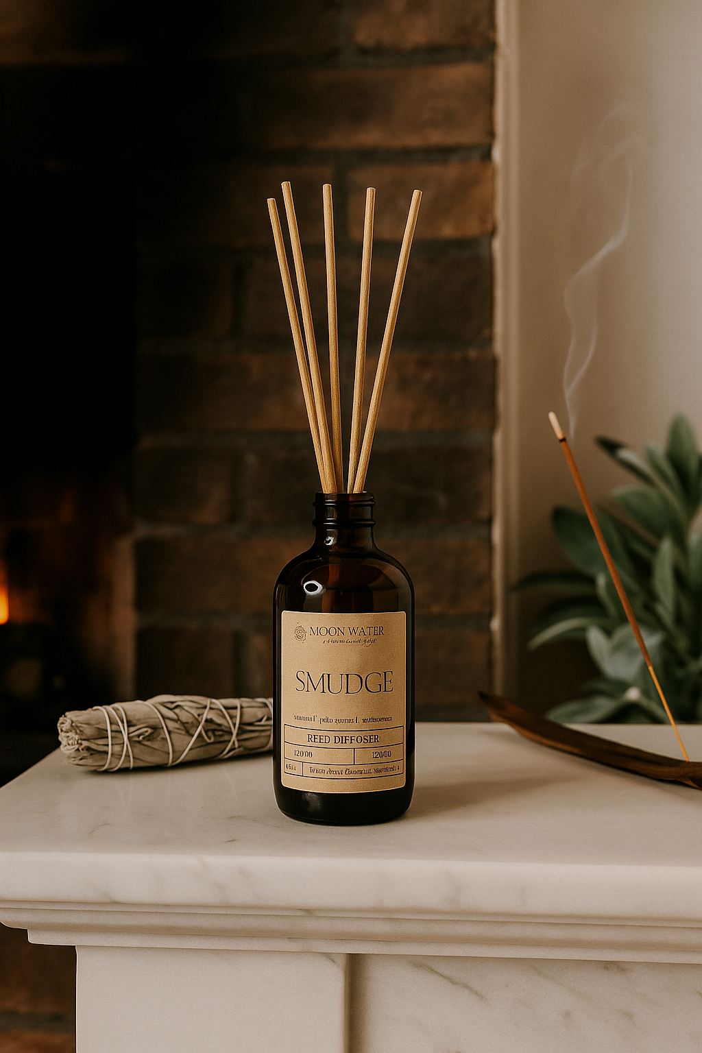 Smudge - REED DIFFUSER, Smudging Aroma -- Sage, Palo Santo & Frankincense -- by Moon Water Apothecary!