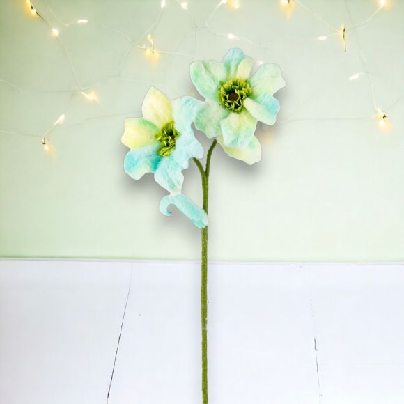 24" Double Green/Yellow Flower Stem