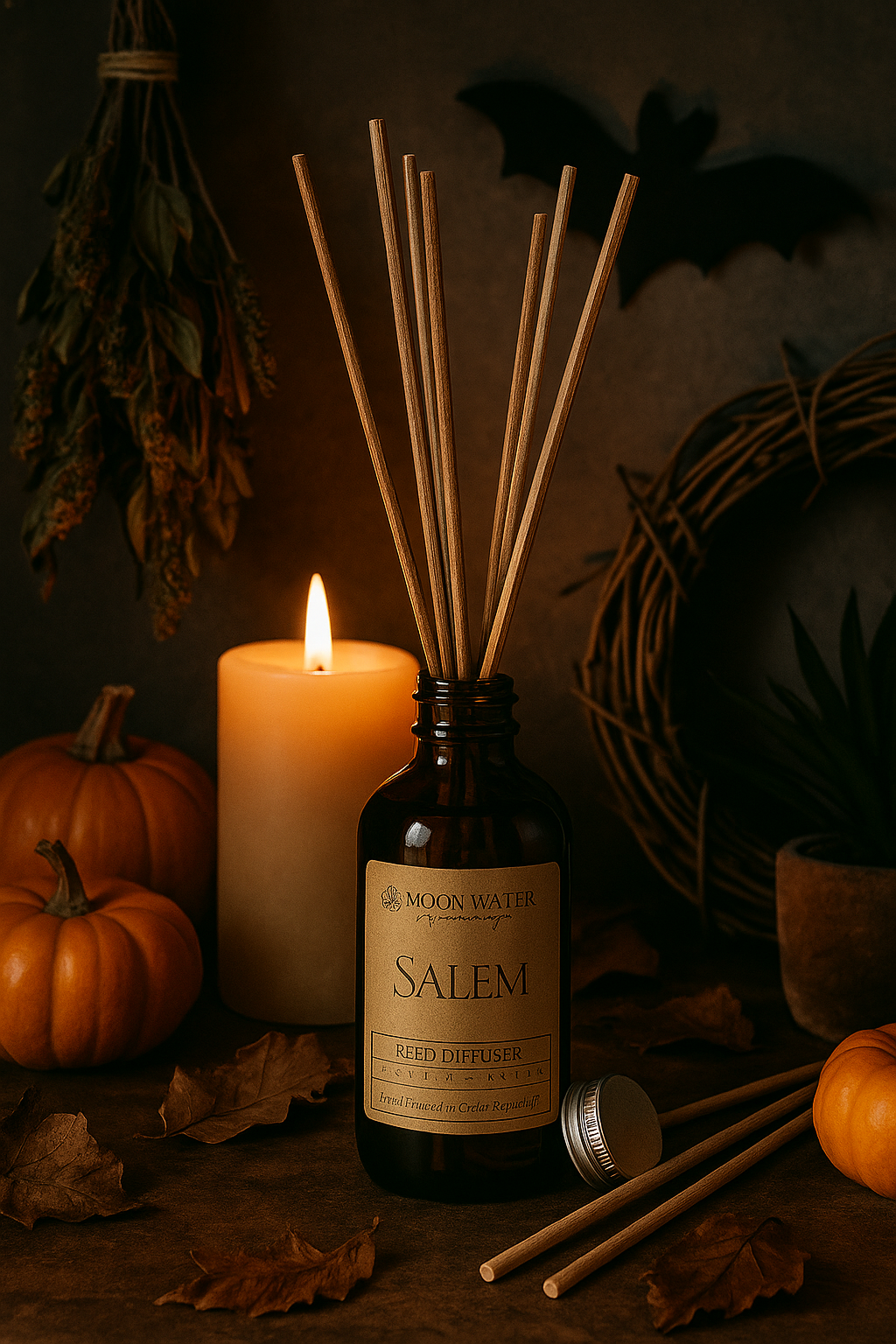 SALEM - REED DIFFUSER, REED DIFFUSER -- Vetiver, Clove, Patchouli & Cinnamon -- by Moon Water Apothecary!