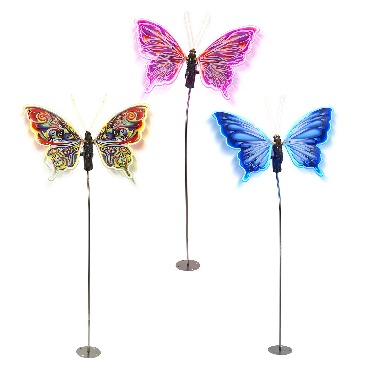 24"L Electric Lighted & Animated Butterfly with Stand