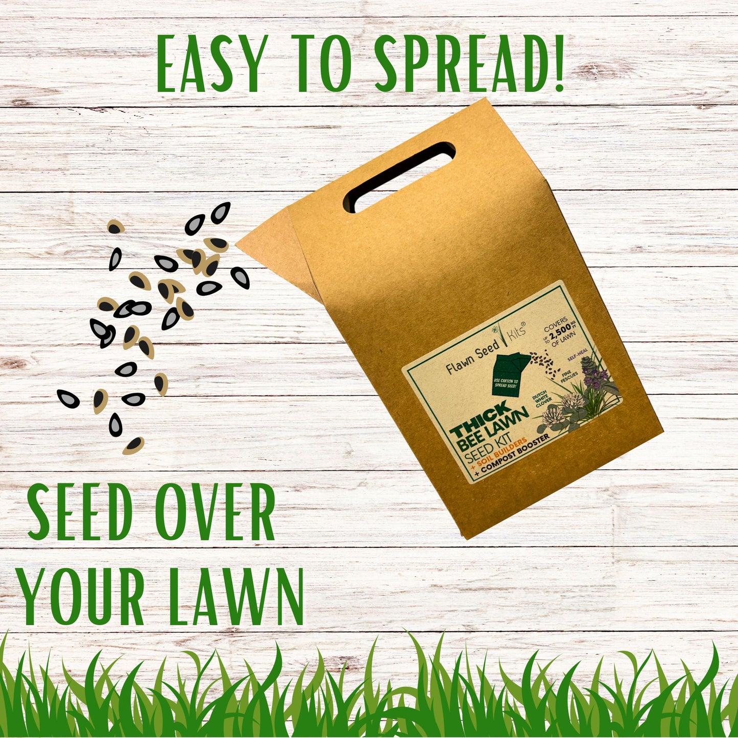 Thick Bee Lawn Seed Kit Eco-Spread Carton