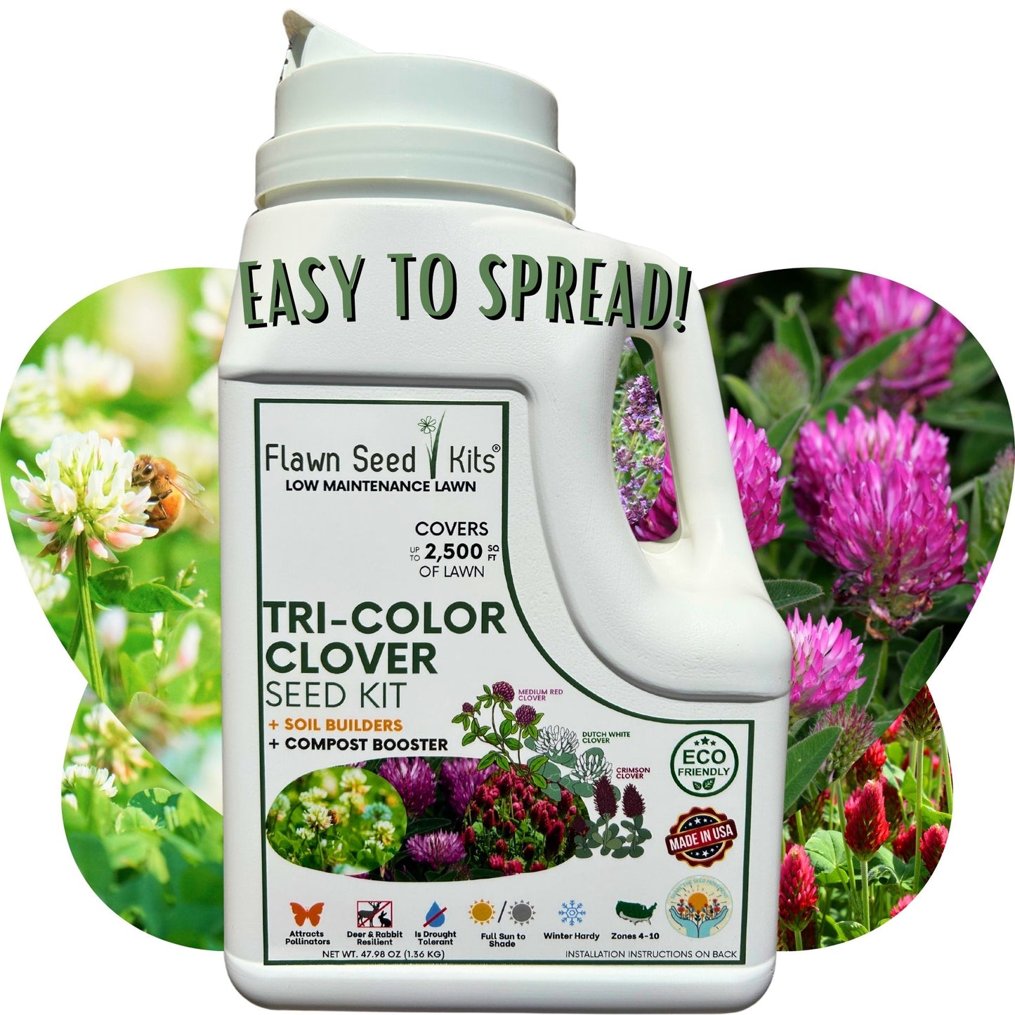 Tri-Color Clover Seed Easy Spread Shaker