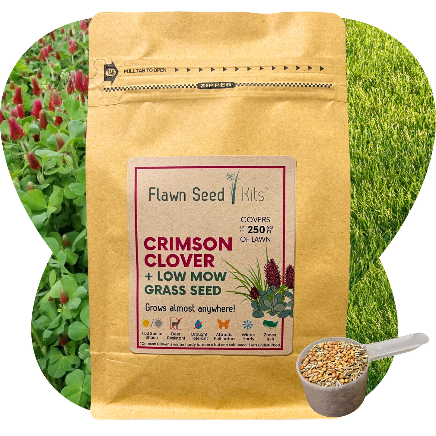 Crimson Clover + Low Mow Grass Seed Pouch