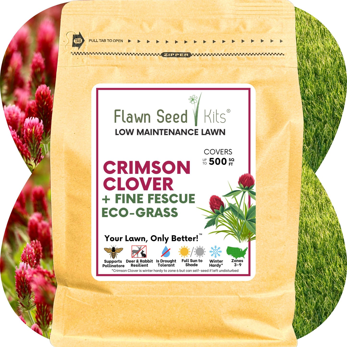 planting grass seed in red clay Flawn Seed Crimson Clover + Low Mow Grass Seed Kit - Kid, Pet, Pollinator & Eco-Friendly Grass Alternative