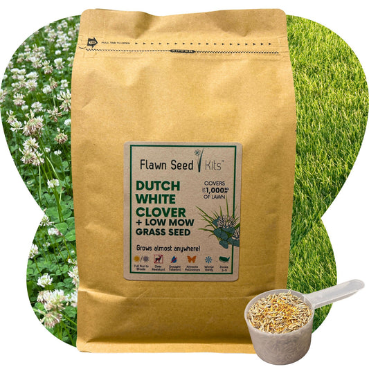 Dutch White Clover + Low Mow Grass Seed Pouch