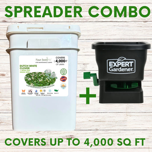 Dutch White Clover + Mow Less Grass Seed Spreader Bundle