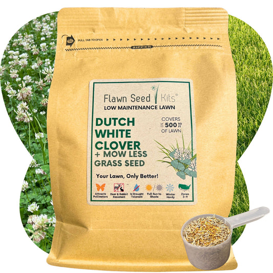 Dutch White Clover + Mow Less Grass Seed Pouch