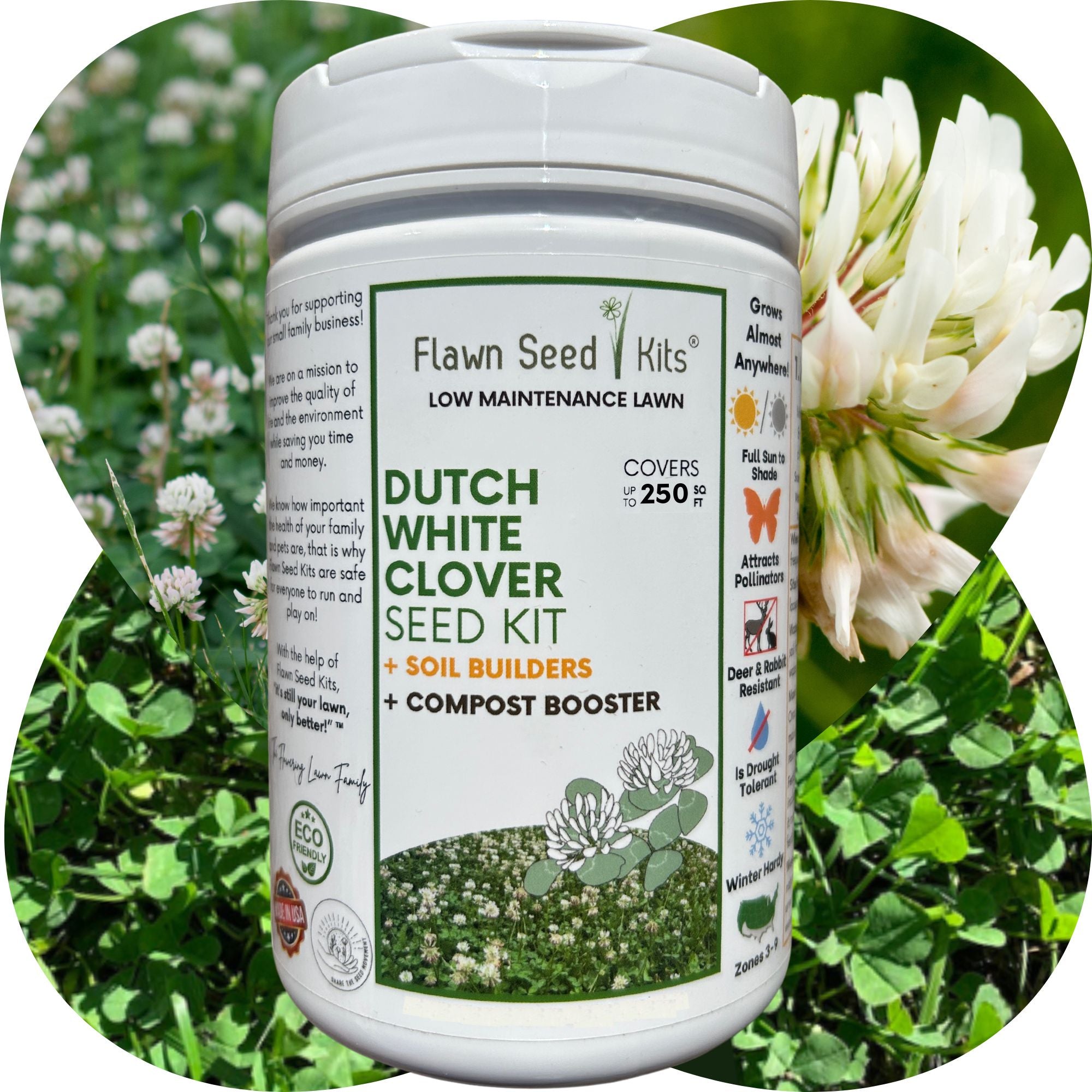 Dutch White Clover Easy Spread Shaker – Flawn Seed Kits