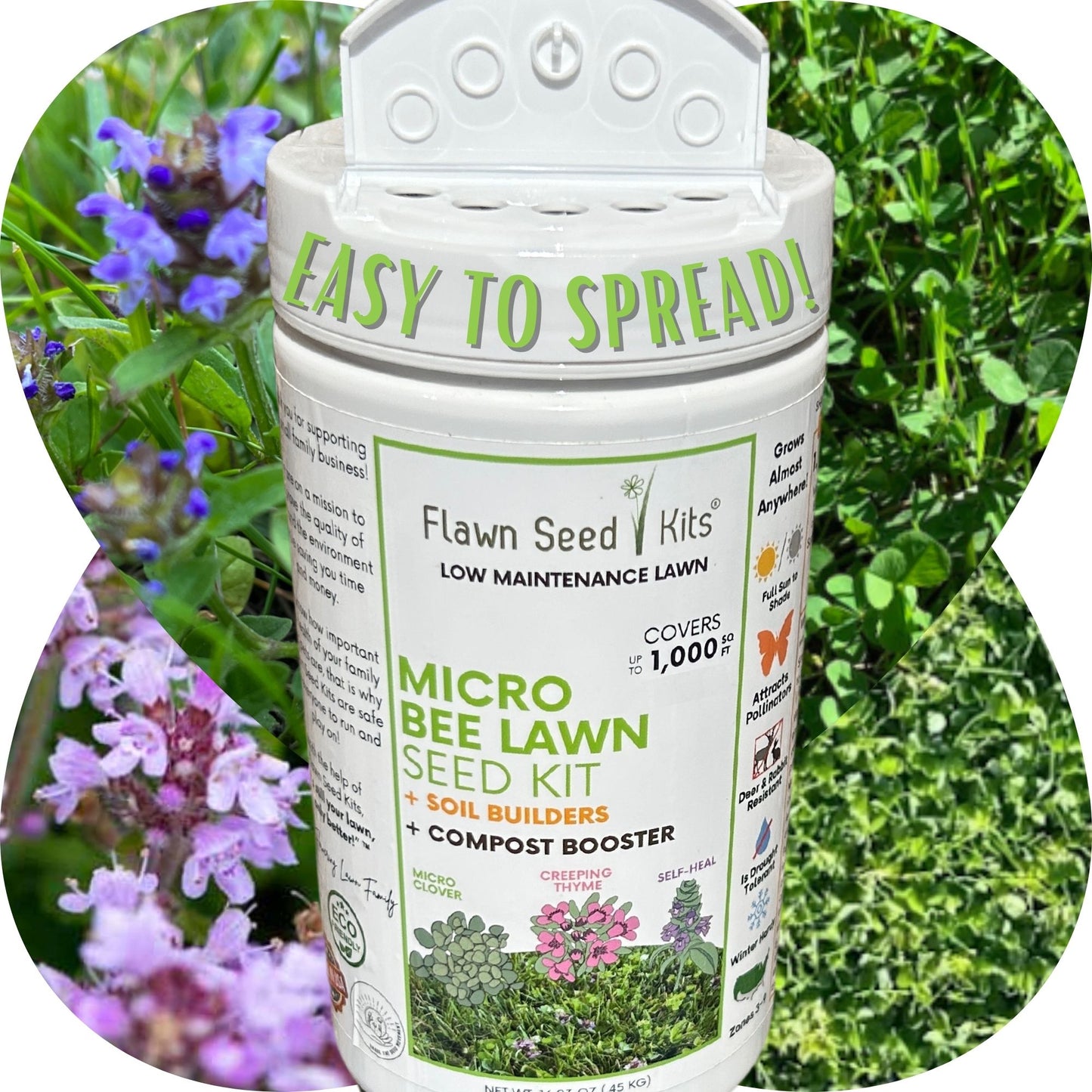 Micro Bee Lawn Seed Mixture - Easy Spread Shaker