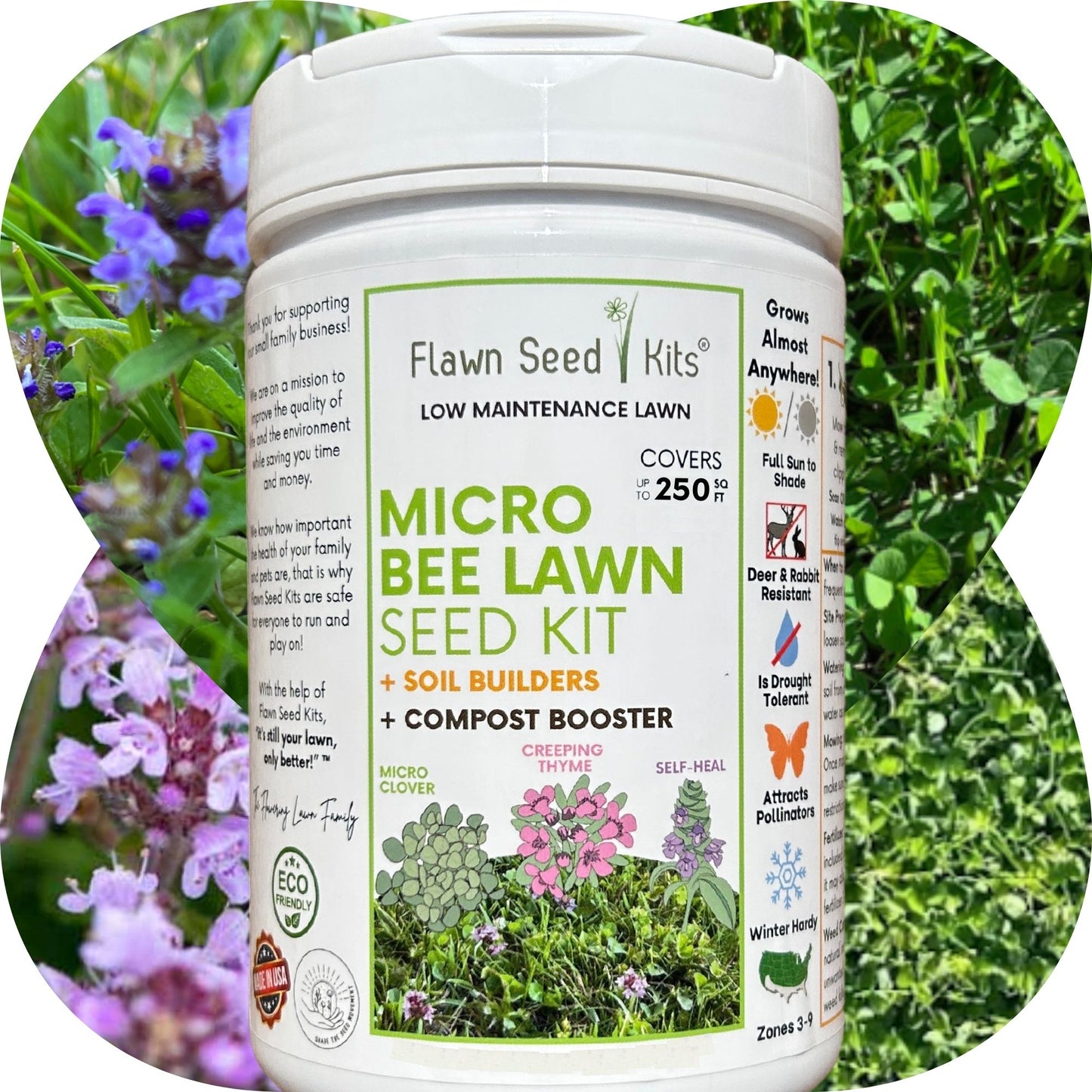 Micro Bee Lawn Seed Mixture - Easy Spread Shaker