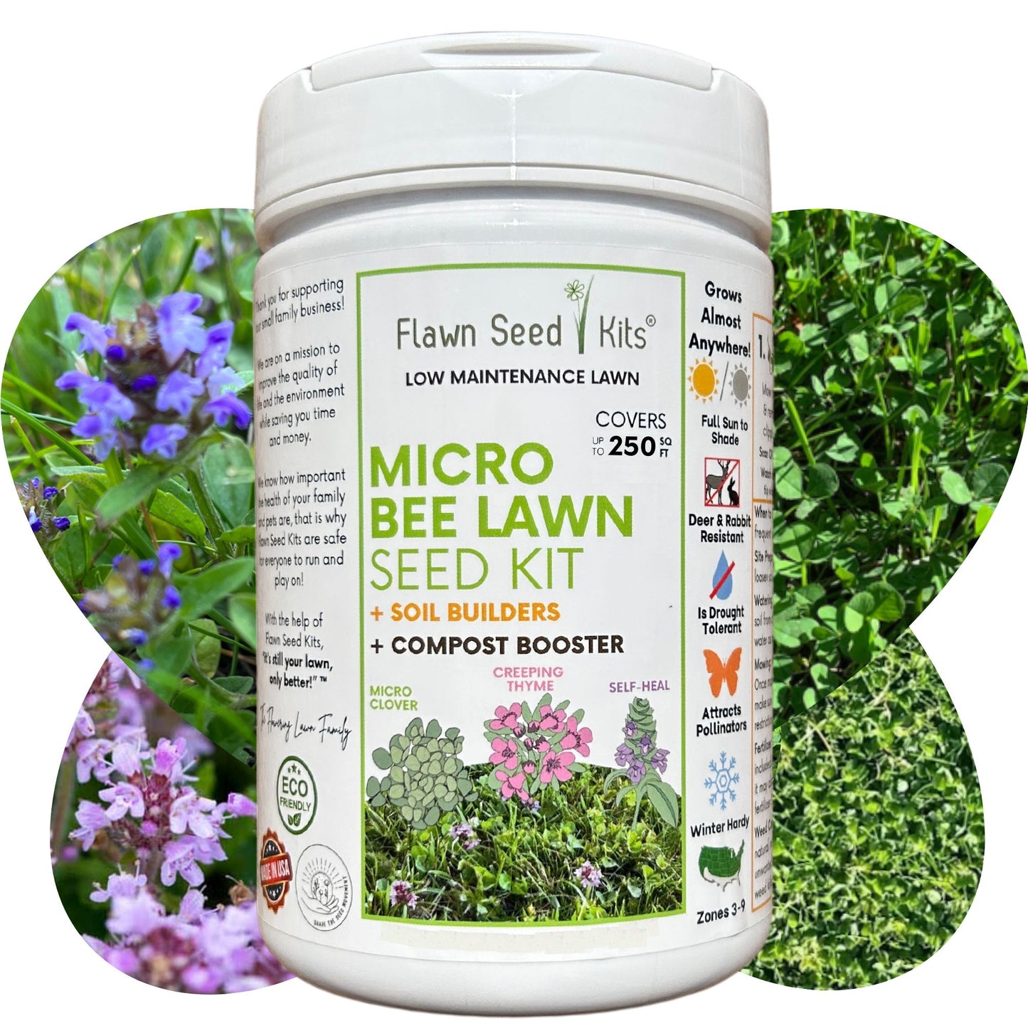 Micro Bee Lawn Seed Mixture - Easy Spread Shaker