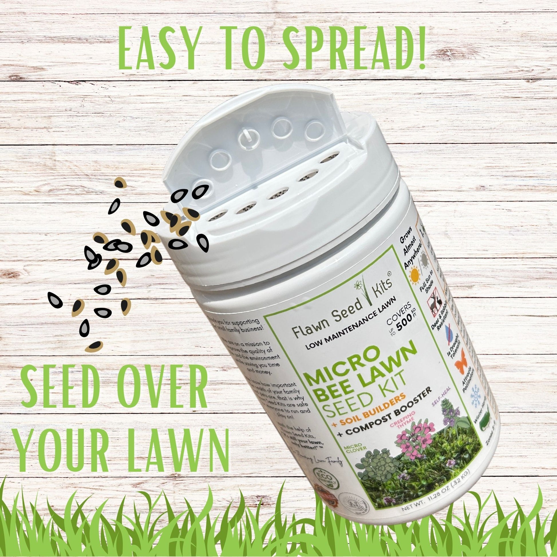 helps spread the seed for plant Micro Bee Lawn Seed Mixture