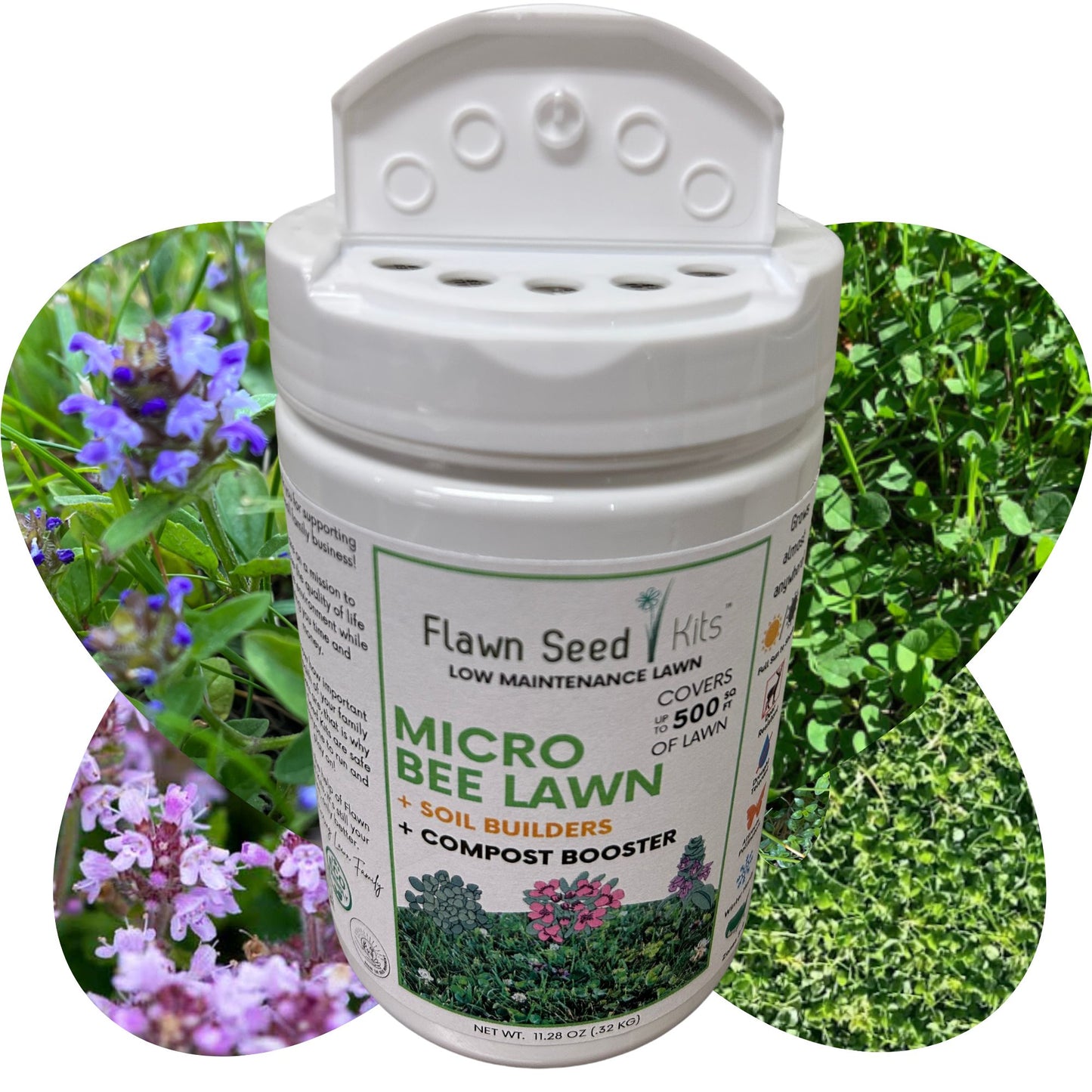 Micro Clover Bee Lawn Seed Mixture - Easy Spread Shaker