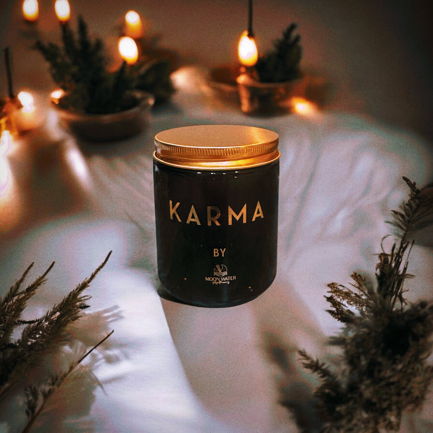 KARMA CANDLE - HIDDEN CRYSTALS INSIDE! -- by Moon Water Apothecary!