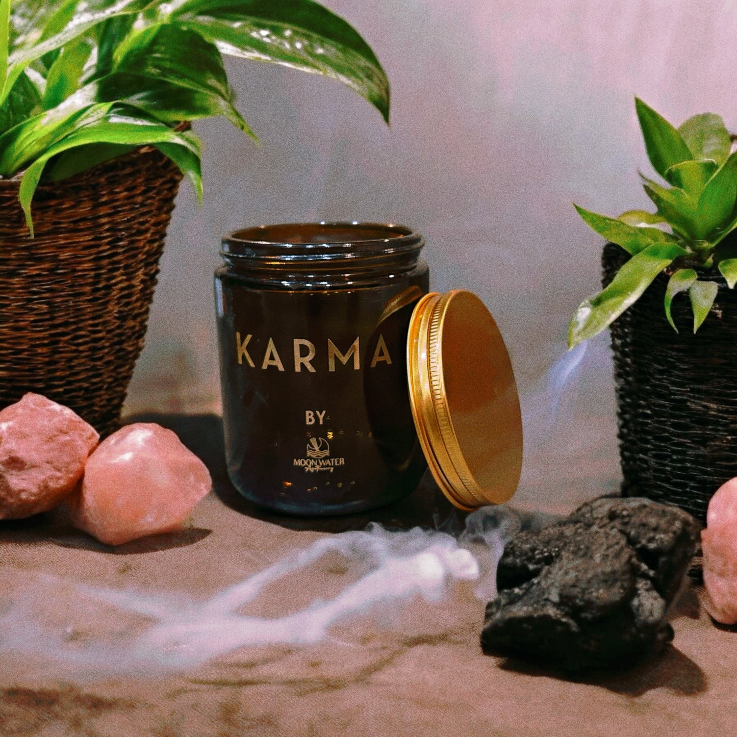 KARMA CANDLE - HIDDEN CRYSTALS INSIDE! -- by Moon Water Apothecary!