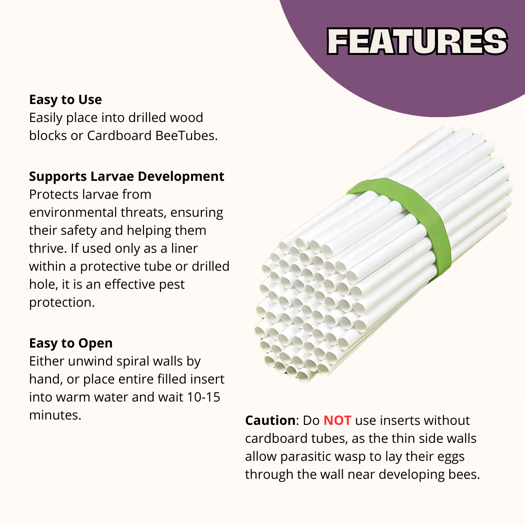 Spring Cardboard BeeTubes and Inserts for Mason Bees - 8mm (Sold Out)