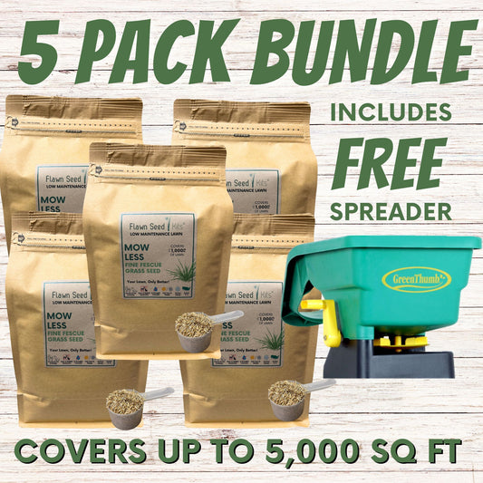 Mow Less Grass Seed (5 pack) + FREE Spreader Bundle