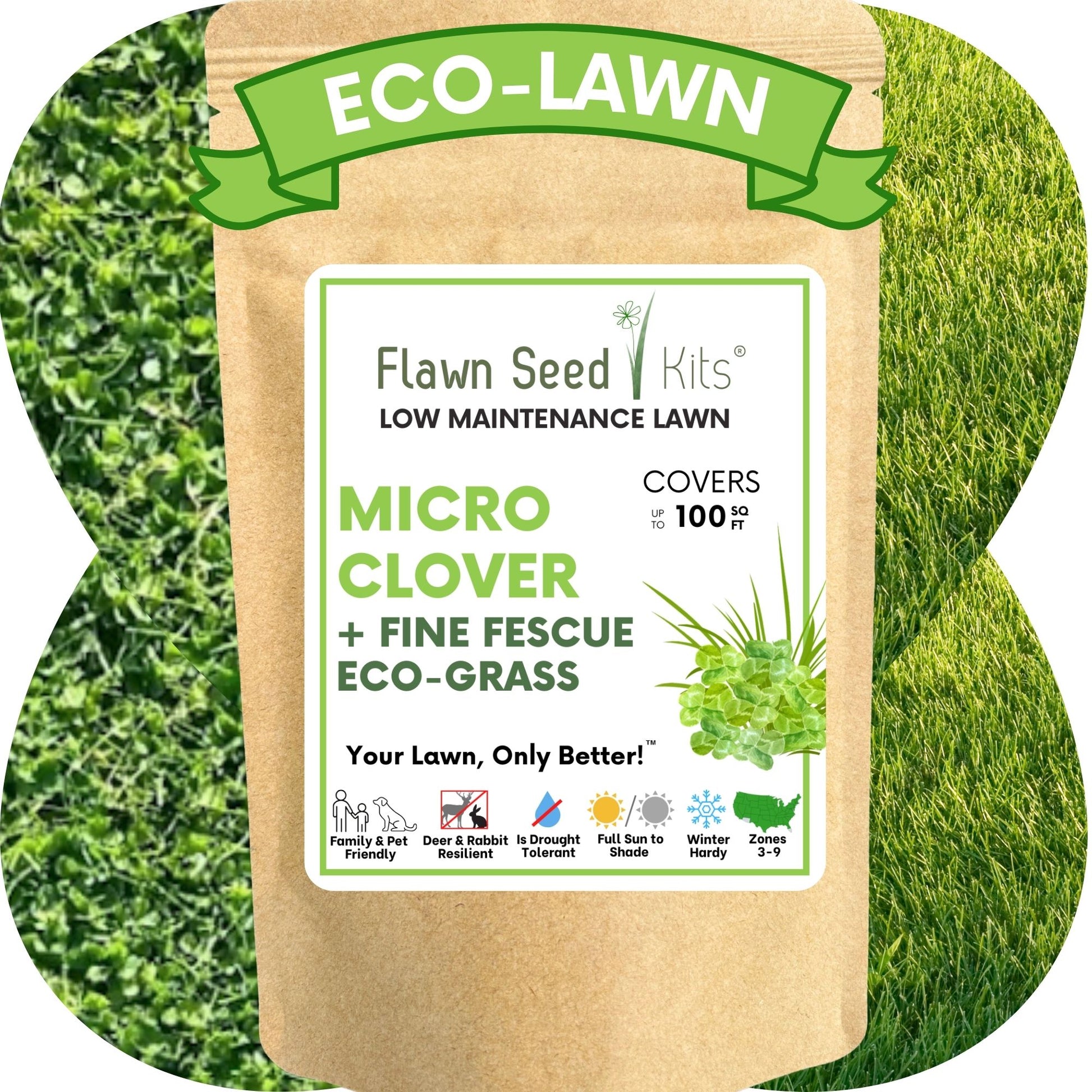 plant grass seed without tilling Flawn Seed Micro Clover + Mow Less Grass Seed Kit - Kid, Pet, Pollinator & Eco-Friendly Grass Alternative