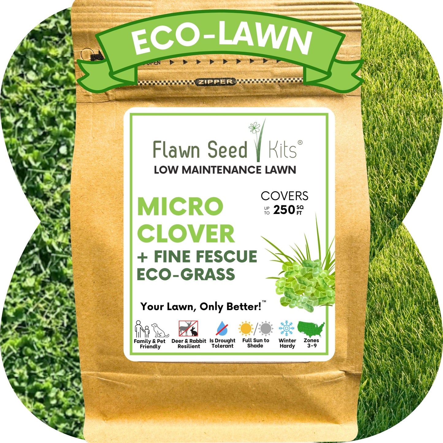 Micro Clover + Mow Less Grass Seed