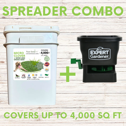 Micro Clover + Mow Less Grass Seed + Spreader Bundle