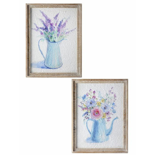 Regency Wood Frame Flower Water Can 12.5X16.5", Set Of 2, Assortment