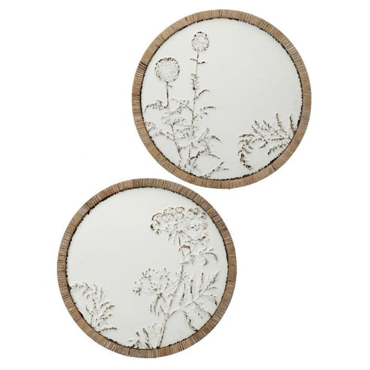 Regency Metal & Wood Round Wild Flower Wall Decor 19.25"D, Set Of 2, Assortment
