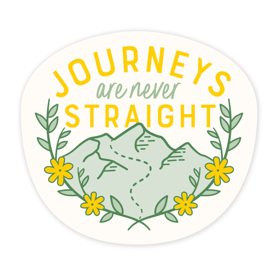 Journeys Are Never Straight 3" Sticker