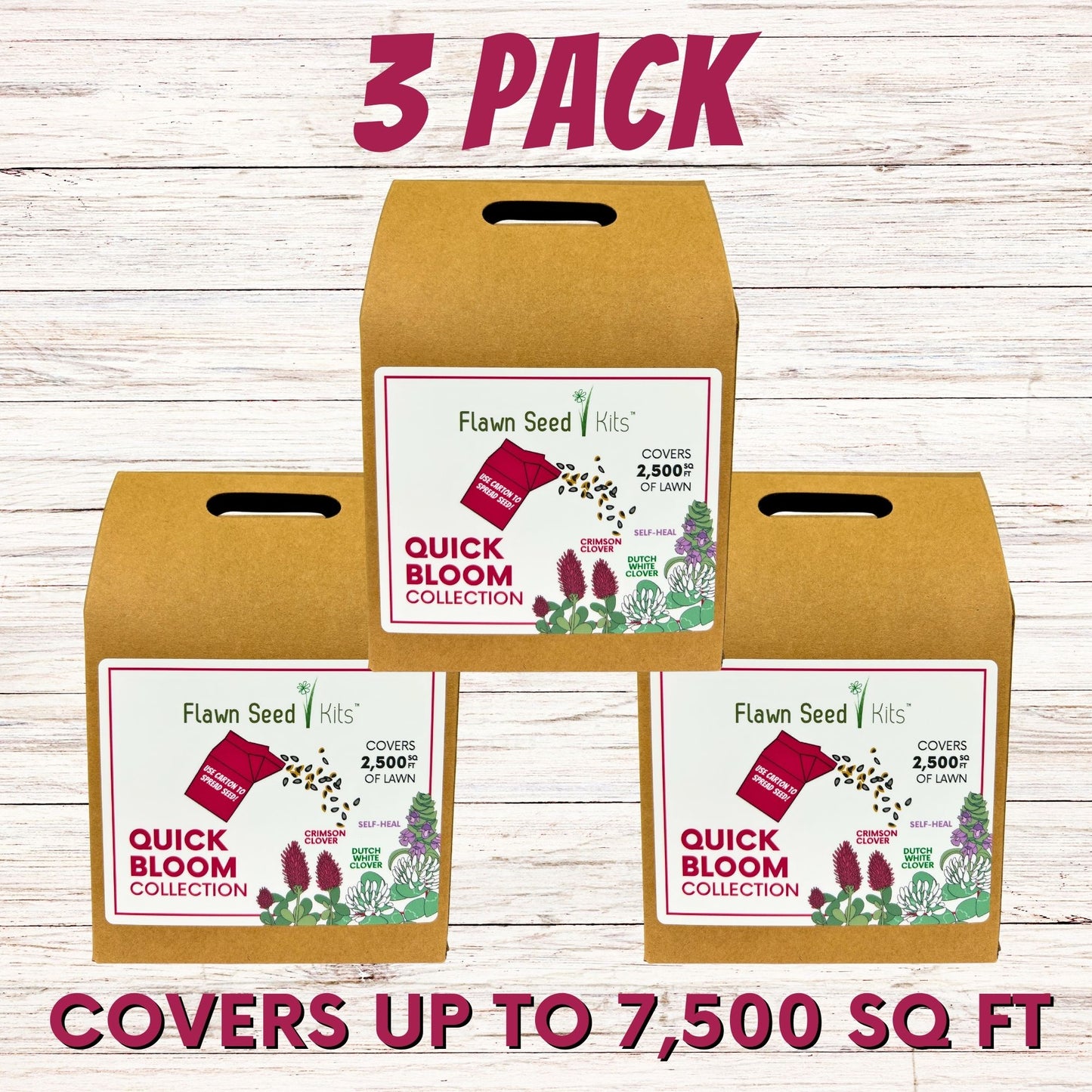 Quick Bloom Kit with Dutch White Clover, Crimson Clover & Self-Heal