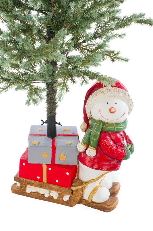 Christmas Carousel Collection - 21" Red Snowman Christmas Tree Stand / Holder