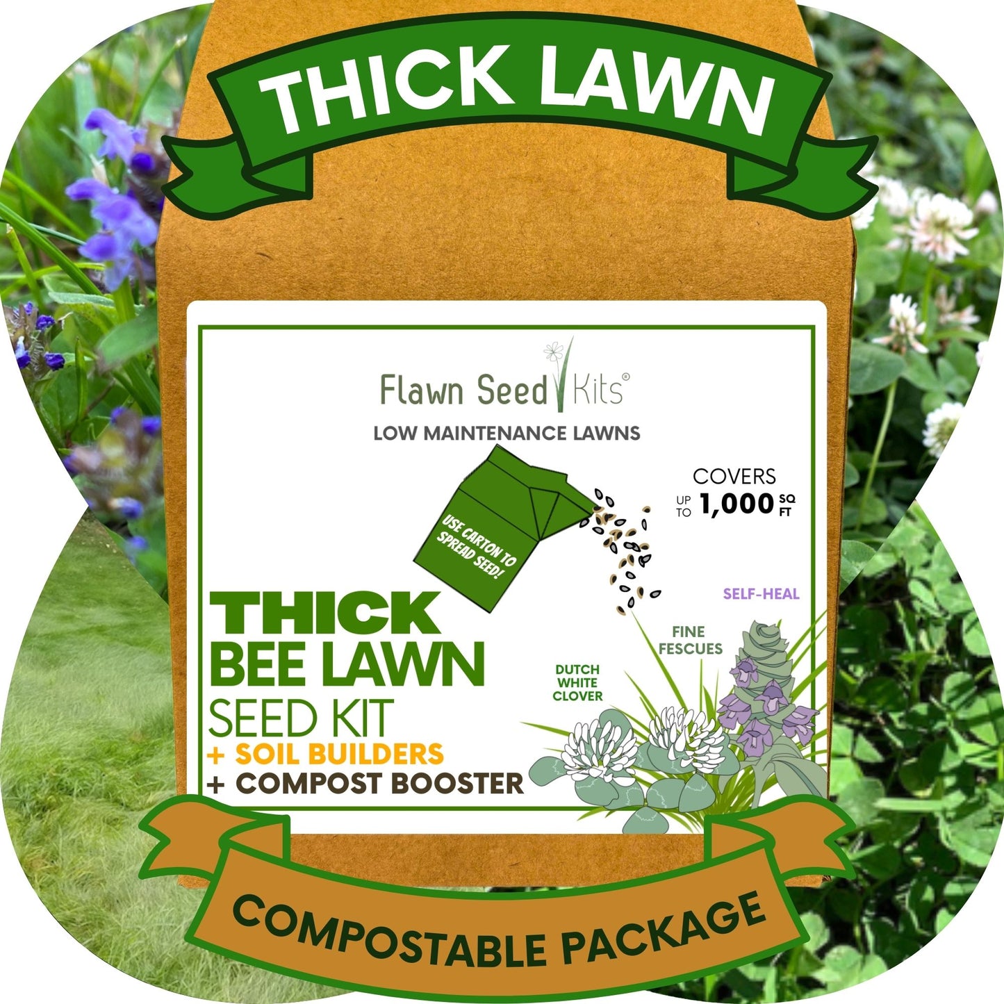 Thick Bee Lawn Seed Kit Eco-Spread Carton