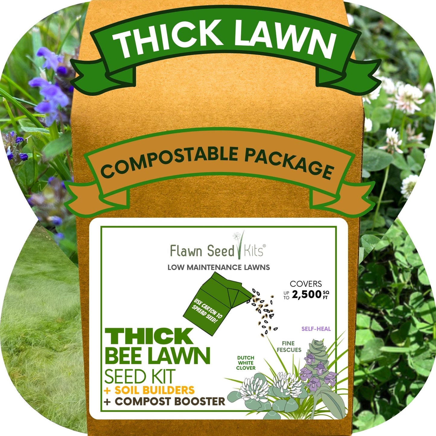 Thick Bee Lawn Seed Kit Eco-Spread Carton