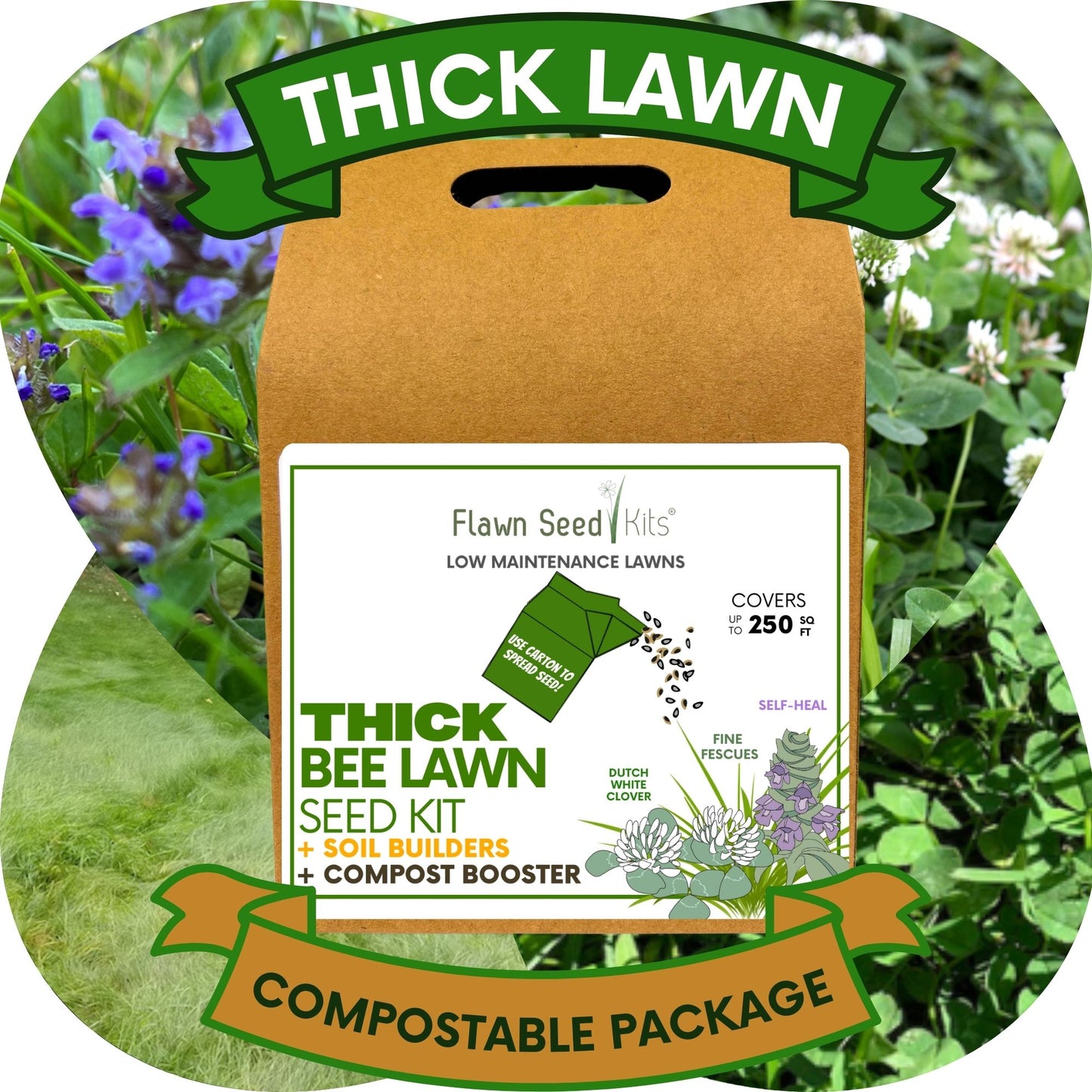Thick Bee Lawn Seed Kit Eco-Spread Carton