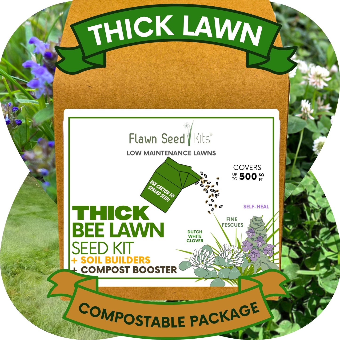 Thick Bee Lawn Seed Kit Eco-Spread Carton
