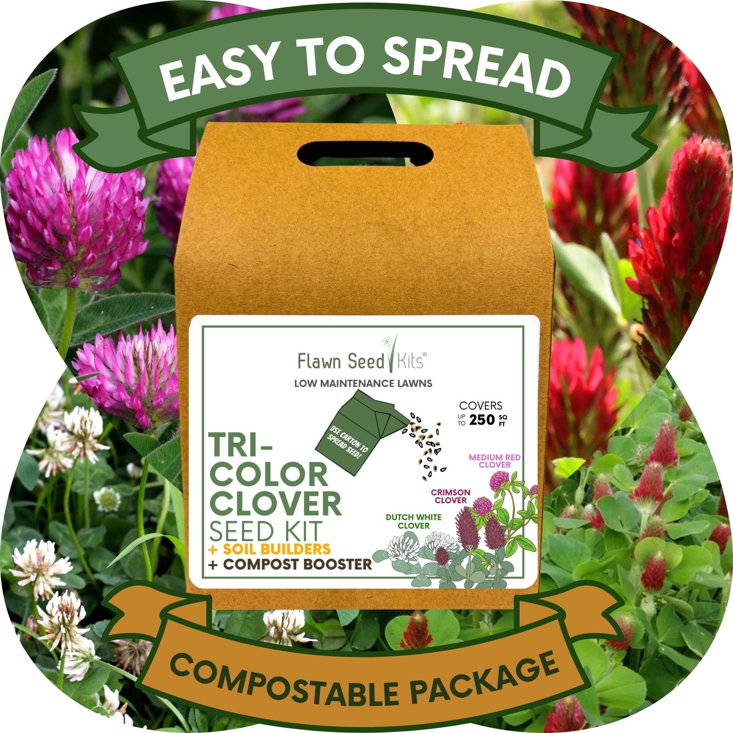 Tri-Color Clover Seed Mix Eco-Spread Carton