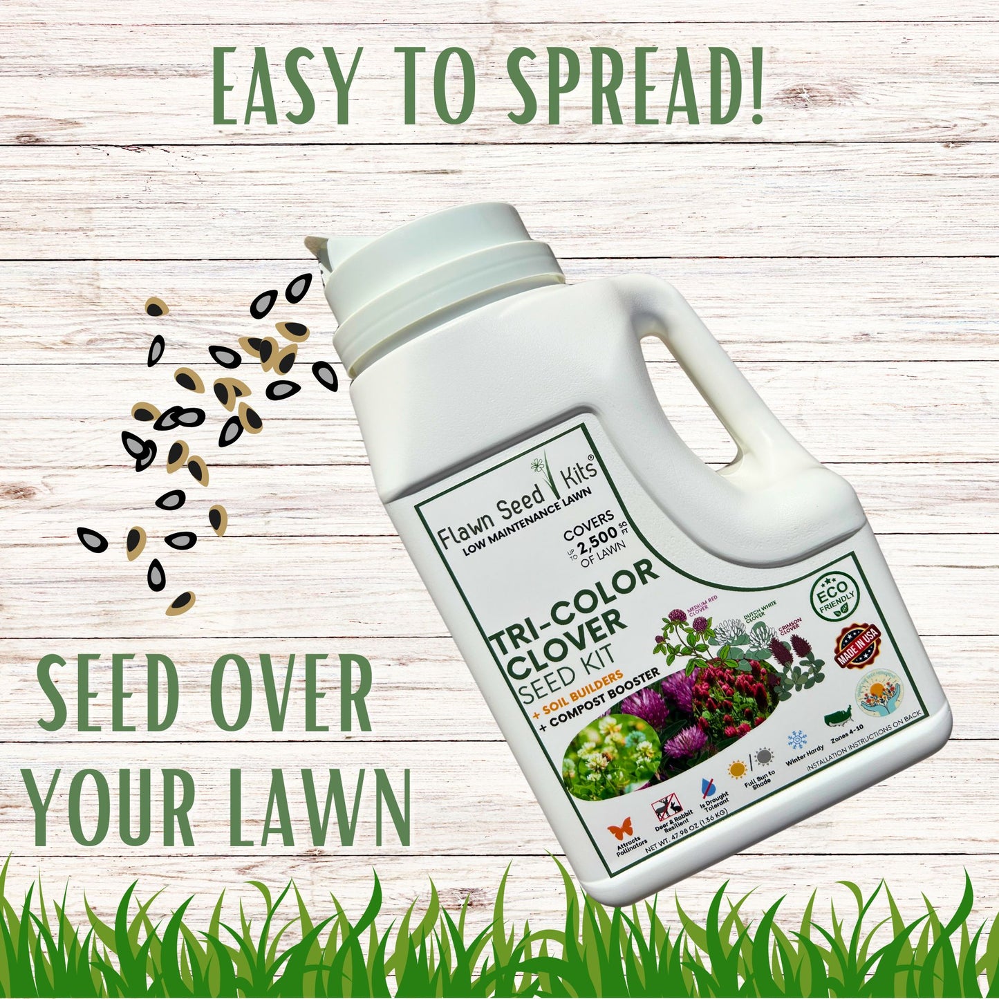 Tri-Color Clover Seed Easy Spread Shaker