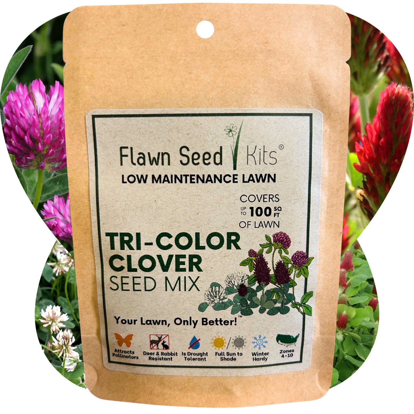 Tri-Color Clover Seed Mix Pouch