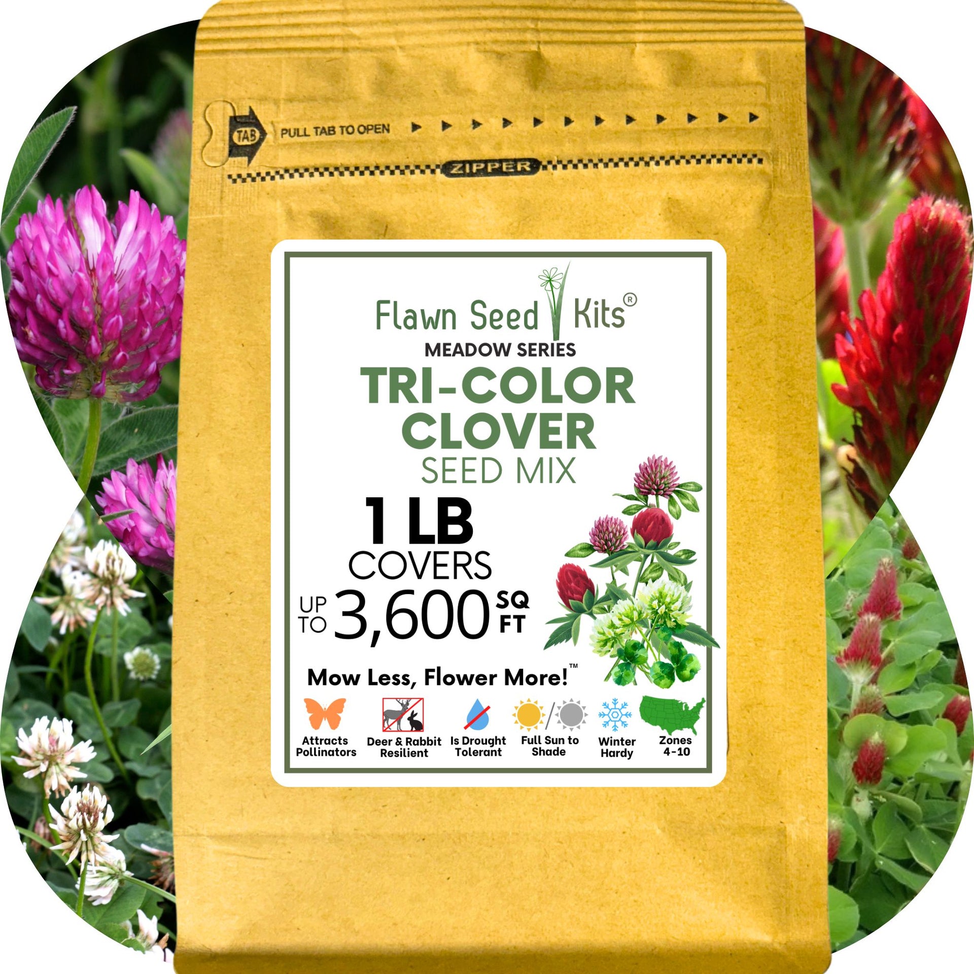 clover wildflower seed mix Flawn Seed Tri-Color Clover Mix Flowering Lawn Seed - Kid, Pet, Pollinator  & Eco-Friendly Grass Alternative